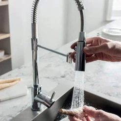 Crosswater Cook Side Lever Kitchen Mixer with Flexi Spray - CO717DC -Contemporary Taps Sales Store Crosswater Cook Side Lever Kitchen Mixer with Flexi Spray CO717DC d2 460
