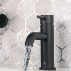 JTP Vos Matt Black Single Lever Basin Mixer with Designer Handle -Contemporary Taps Sales Store DH28008AMB D2 460