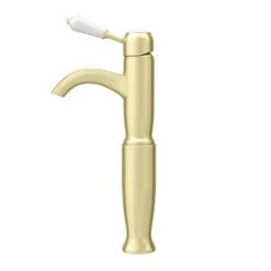 Lancaster Traditional Brushed Brass Tall Mono Basin Mixer -Contemporary Taps Sales Store LBB8T d4 460
