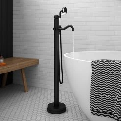 Lancaster Traditional Matt Black Single Lever Freestanding Bath Shower Mixer