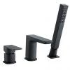 Mileto Matt Black Deck Mounted (3TH) Bath Shower Mixer Tap incl. Shower Kit -Contemporary Taps Sales Store M14BLK p