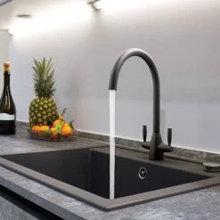JTP Blink Matt Black Dual Lever Kitchen Sink Mixer -Contemporary Taps Sales Store MBBL182 D2 460