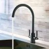 JTP Newbury Matt Black Dual Lever Kitchen Sink Mixer -Contemporary Taps Sales Store MBN182 P