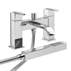 Milan Modern Bath Shower Mixer with Shower Kit - Chrome