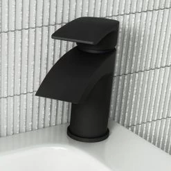 Nexus Matt Black Basin Mixer Tap -Contemporary Taps Sales Store NEX05K d7 460