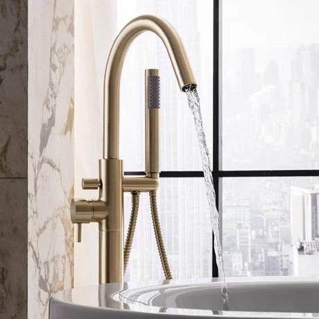 Crosswater MPRO Floor Mounted Freestanding Bath Shower Mixer - Brushed Brass - PRO416FF 4 Crosswater MPRO Floor Mounted Freestanding Bath Shower Mixer - Brushed Brass - PRO416FF - Image 2