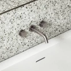 Arezzo Round Gunmetal Grey Wall Mounted (3TH) Bath Filler Tap -Contemporary Taps Sales Store RDGM3THF n d2 460