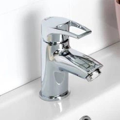 Bristan - Smile Contemporary Basin Mixer w/ Clicker Waste - Chrome - SM-BAS-C -Contemporary Taps Sales Store SM BAS C.ai1 460