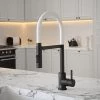 The Tap Factory Vibrance Tube Matt Black Kitchen Tap with Spray Function -Contemporary Taps Sales Store TFVTSBK WHITE P