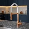 The Tap Factory Vibrance Tube Brushed Copper Kitchen Tap with Spray Function -Contemporary Taps Sales Store TFVTSCOP WHITE P