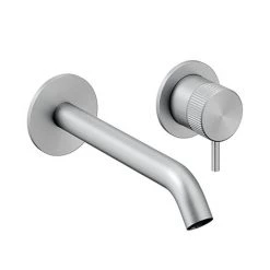 Crosswater 3ONE6 Stainless Steel Wall Mounted 2 Hole Set Basin Mixer - TS120WNS