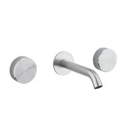 Crosswater 3ONE6 Stainless Steel Wall Mounted 3 Hole Set Basin Mixer - TS130WNS