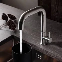 Crosswater - Cucina Tube Side Lever Kitchen Mixer - Stainless Steel - TU713DS -Contemporary Taps Sales Store TU713DS D2 460