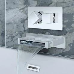 Toreno Wall Mounted Waterfall Bath Filler + Concealed Thermostatic Valve