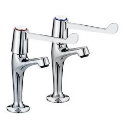 Bristan - Value Lever High Neck Pillar Taps with 6" Levers - VAL-HNK-C-6-CD