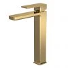 Venice Cubo Brushed Brass High Rise Mono Basin Mixer -Contemporary Taps Sales Store VEN078S P