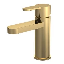 Venice Giro Brushed Brass Mono Basin Mixer with Push Button Waste