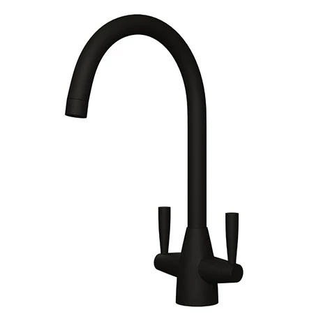 Venice Modern Dual Lever Kitchen Mixer Tap with Swivel Spout - Matt Black 3 Venice Modern Dual Lever Kitchen Mixer Tap with Swivel Spout - Matt Black