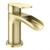 Valencia Brushed Brass Waterfall Basin Mixer Tap + Waste 1 Valencia Brushed Brass Waterfall Basin Mixer Tap + Waste -Contemporary Taps Sales Store VWFT1BB n p