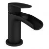 Valencia Matt Black Waterfall Basin Mixer Tap + Waste -Contemporary Taps Sales Store VWFT1BLK n p