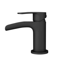Valencia Matt Black Waterfall Basin Mixer Tap + Waste -Contemporary Taps Sales Store VWFT1BLK d2 460