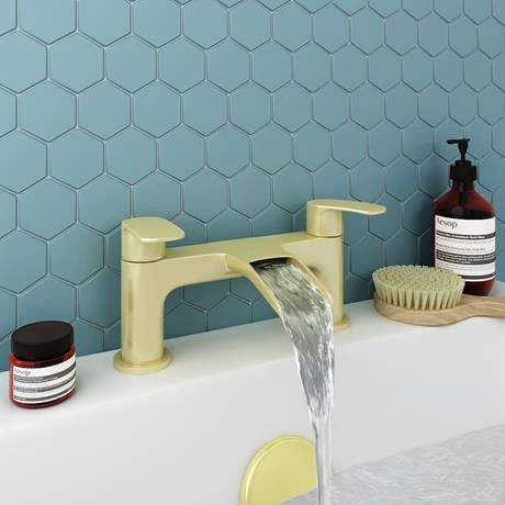 Valencia Brushed Brass Waterfall Bath Filler 4 Valencia Brushed Brass Waterfall Bath Filler - Image 2