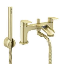 Valencia Brushed Brass Waterfall Bath Shower Mixer incl. Shower Kit